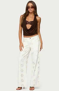 Edikted Eyelet Low Rise Wide Leg Jeans