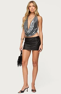 Edikted Sequin Backless Halter Neck Top