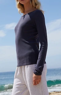 John Galt Blue Leah Long Sleeve Top