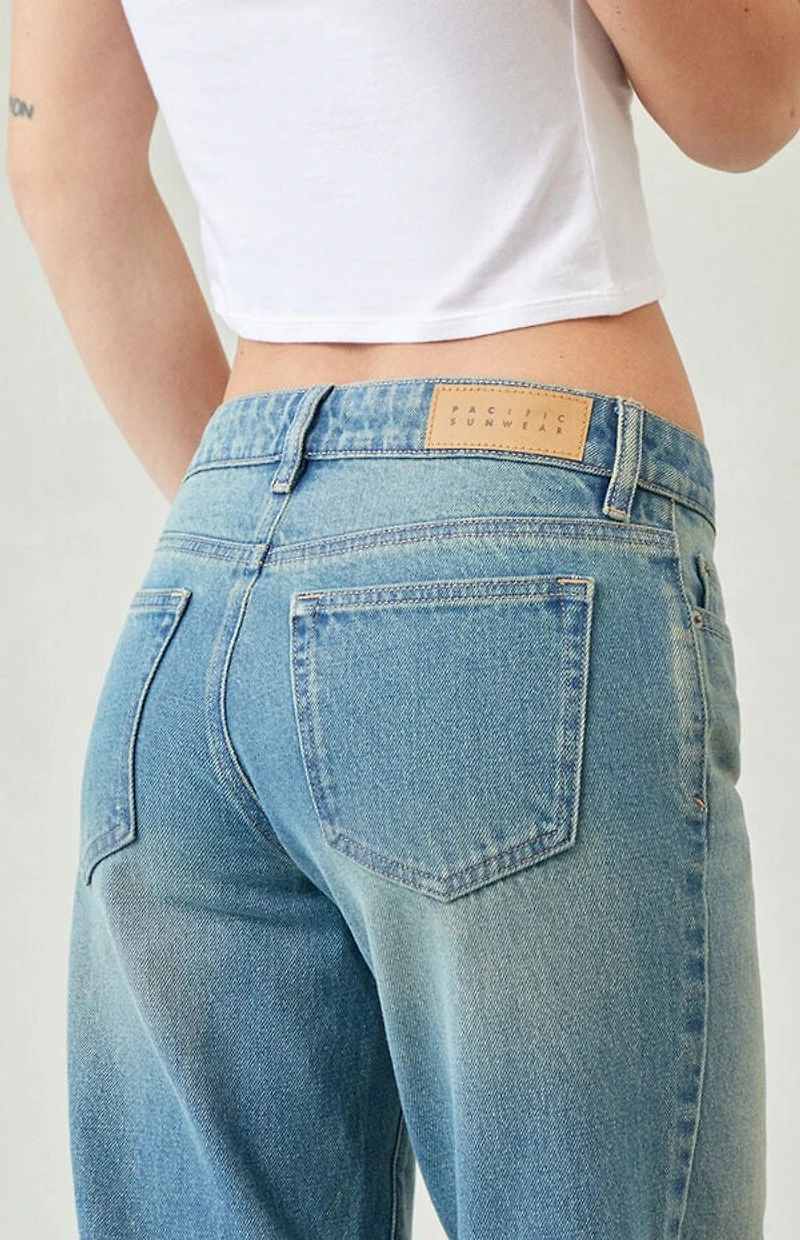 Pacsun Zoe Low Rise Girlfriend Jeans Medium Blue Tint