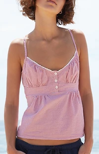 John Galt Red Gingham Tiffany Tank Top