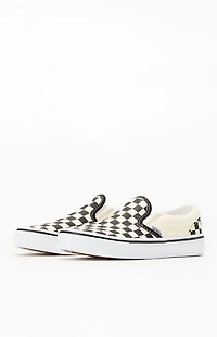 Vans Kids White & Black Checker Classic Slip-On Shoes