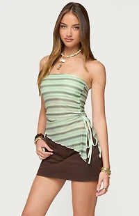 Edikted Sari Striped Strapless Asymmetric Top