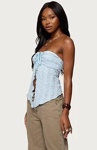 Edikted Textured Ruffle Split Front Top