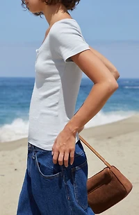 John Galt Blue Striped Zelly Short Sleeve Top