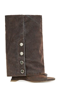 AZALEA WANG Women's Tinseled Orange Peep Toe Booties