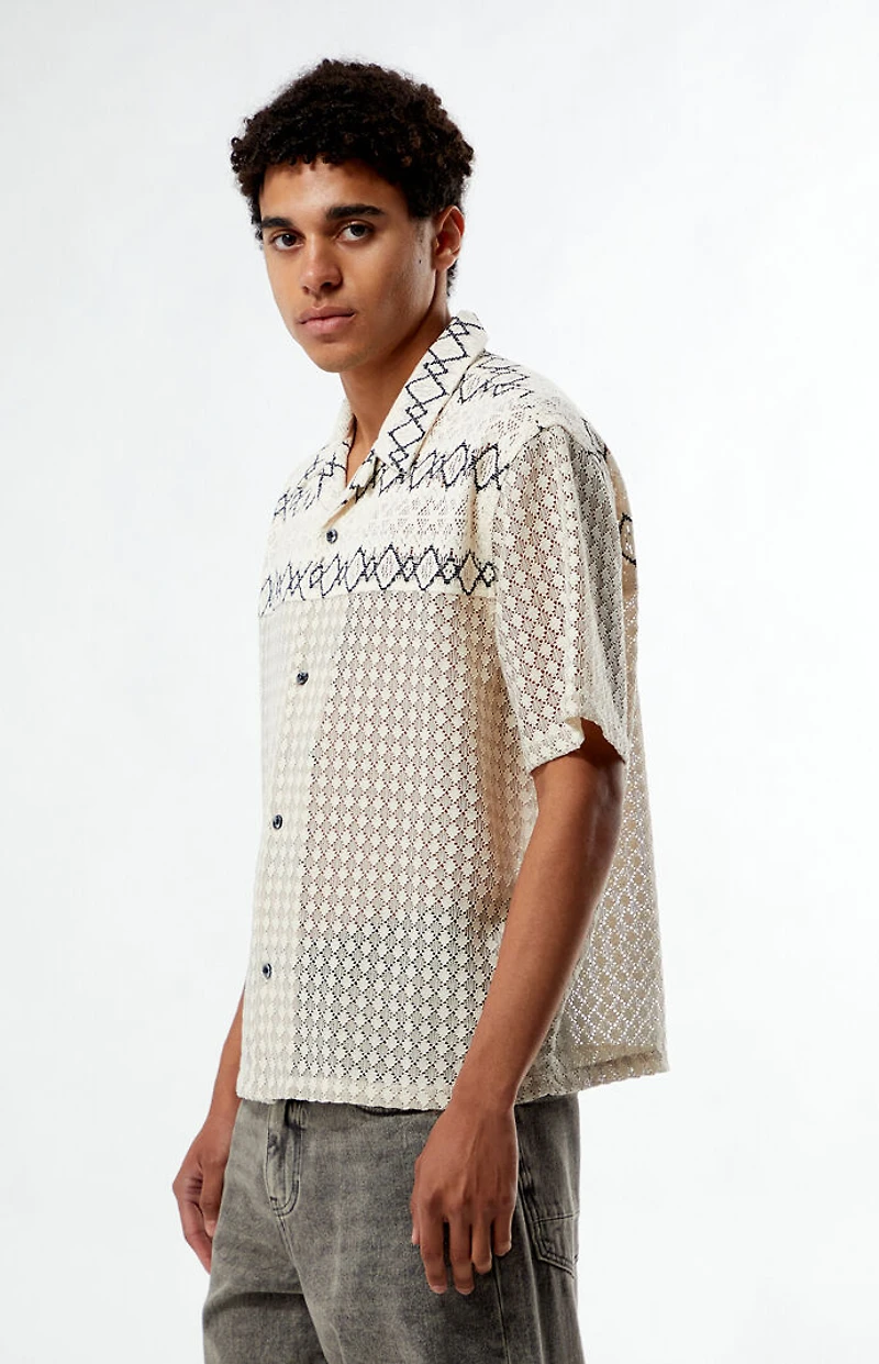 Pacsun Cream Textured Oversized Resort Camp Shirt