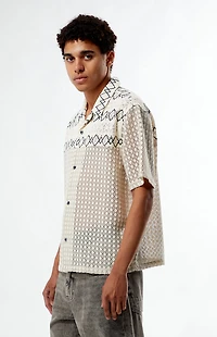 Pacsun Cream Textured Oversized Resort Camp Shirt