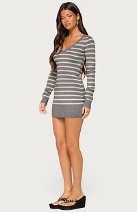 Edikted Kerla Striped Knit Long Sleeve Mini Dress