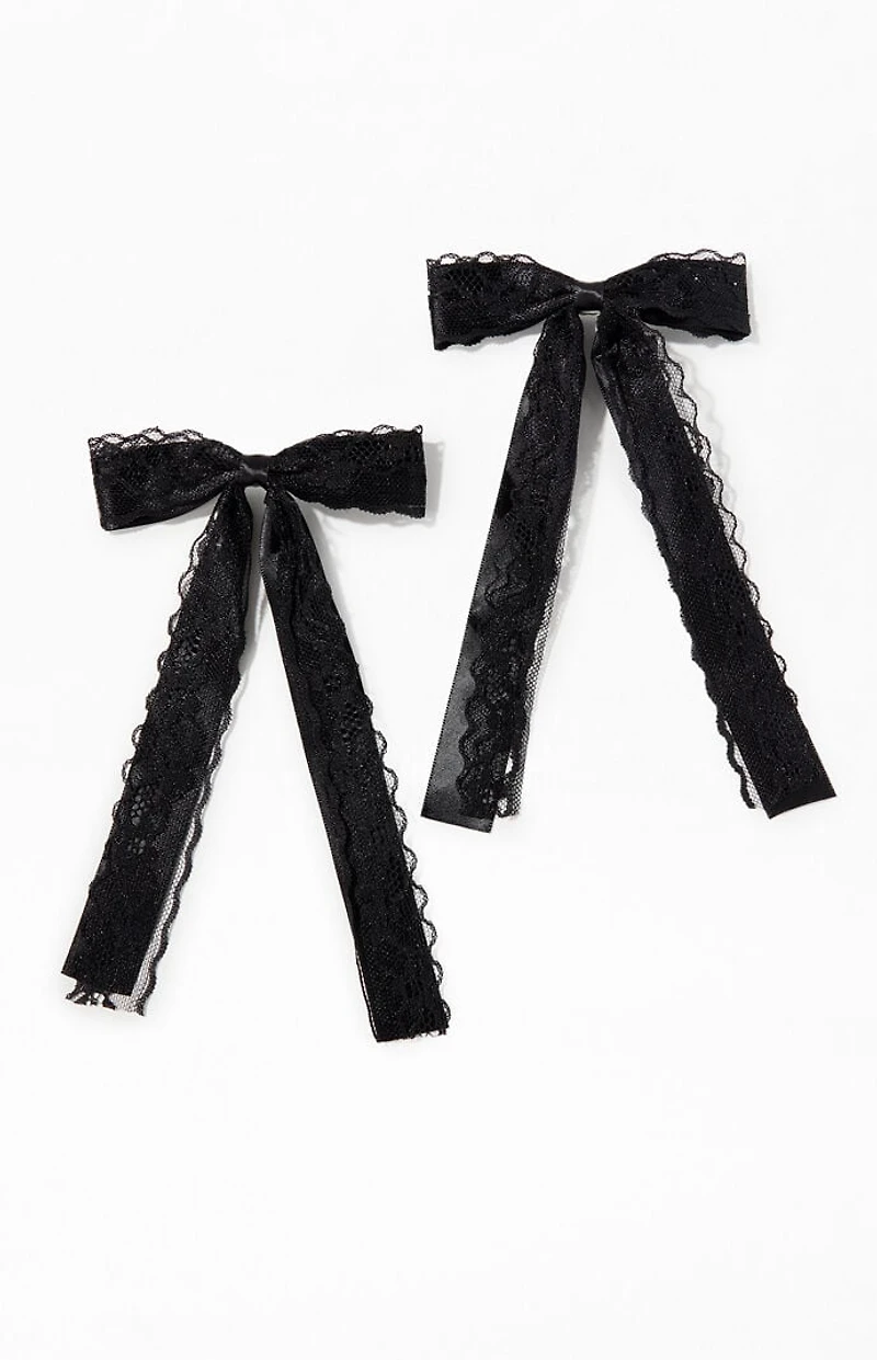 LA Hearts 2 Pack Black Kaelie Bow Hair Clips