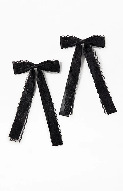 LA Hearts 2 Pack Black Kaelie Bow Hair Clips
