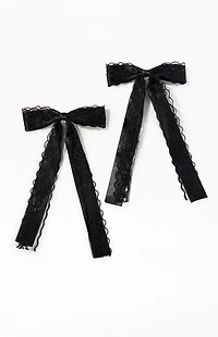 LA Hearts 2 Pack Black Kaelie Bow Hair Clips