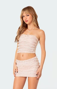 Edikted Izzy Ruffled Strapless Top