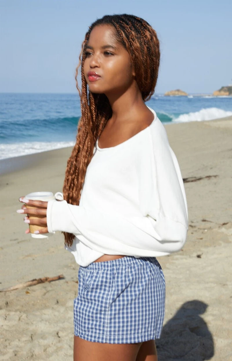 John Galt Blue & White Plaid Keira Boxer Shorts