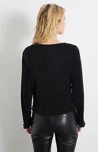 Beverly and Beck Lace Tie Front Long Sleeve Top