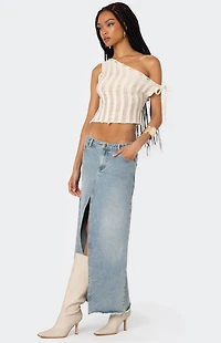 Edikted Tamra Sheer Knit Asymmetric Top
