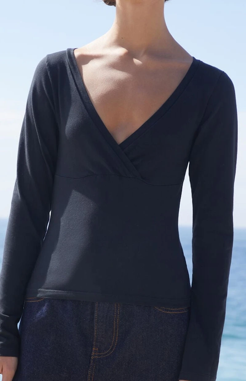 John Galt Black Amara Long Sleeve Top