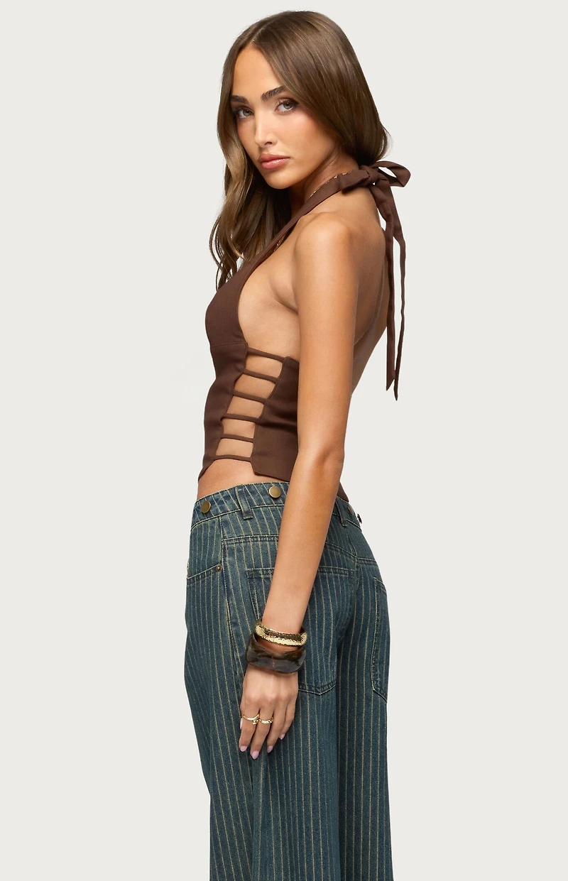 Edikted Aneera Cutout Plunging Halter Top