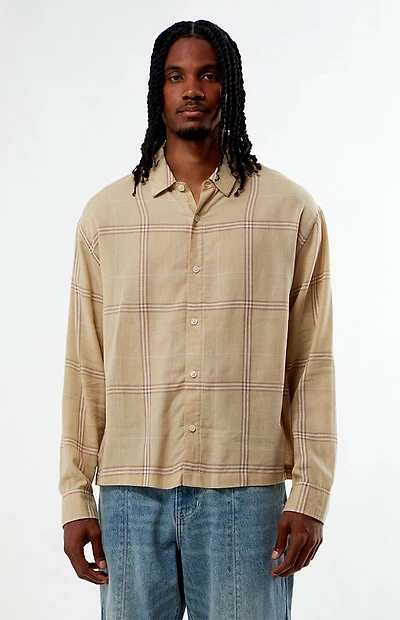 Pacsun Tan Long Sleeve Classic Flannel Shirt