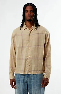 Pacsun Tan Long Sleeve Classic Flannel Shirt