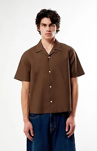 Pacsun Elai Brown Linen Camp Shirt