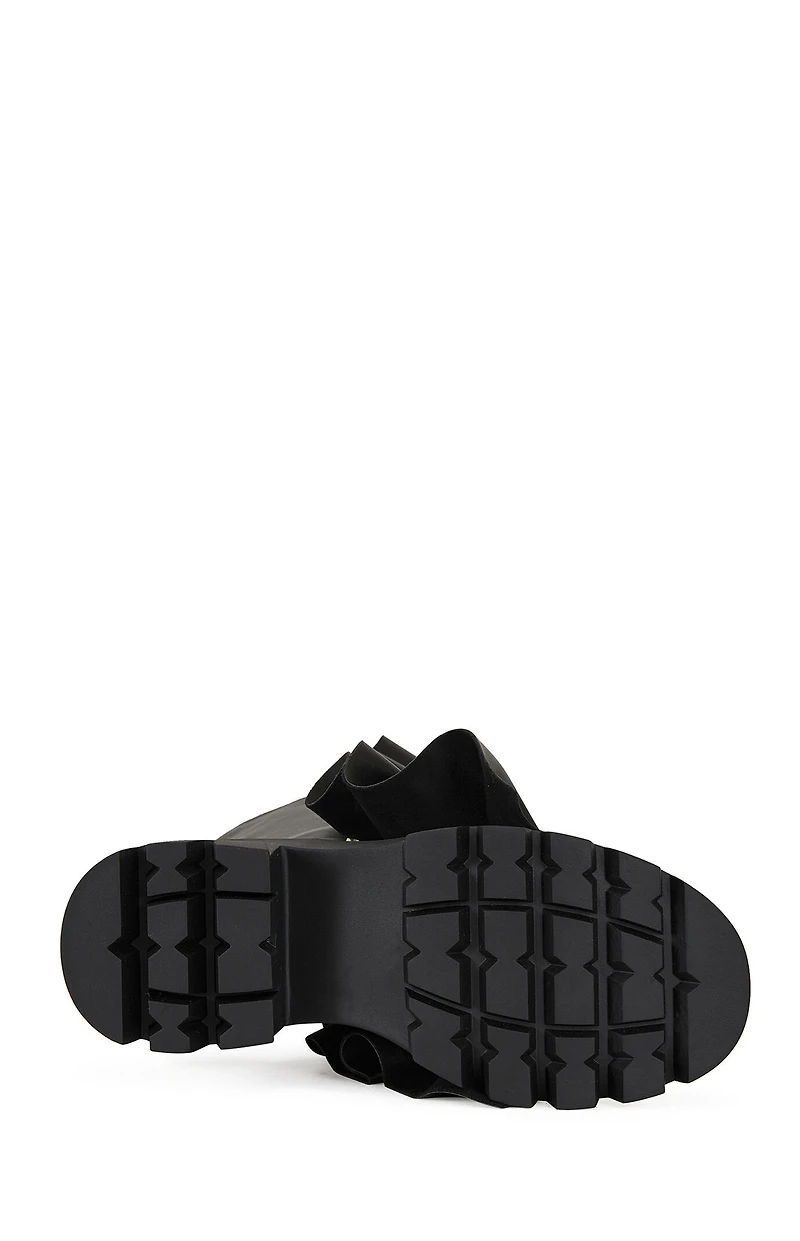 AZALEA WANG Women's Black Sybel Faux Leather Chunky Combat Boots