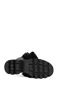 AZALEA WANG Women's Black Sybel Faux Leather Chunky Combat Boots