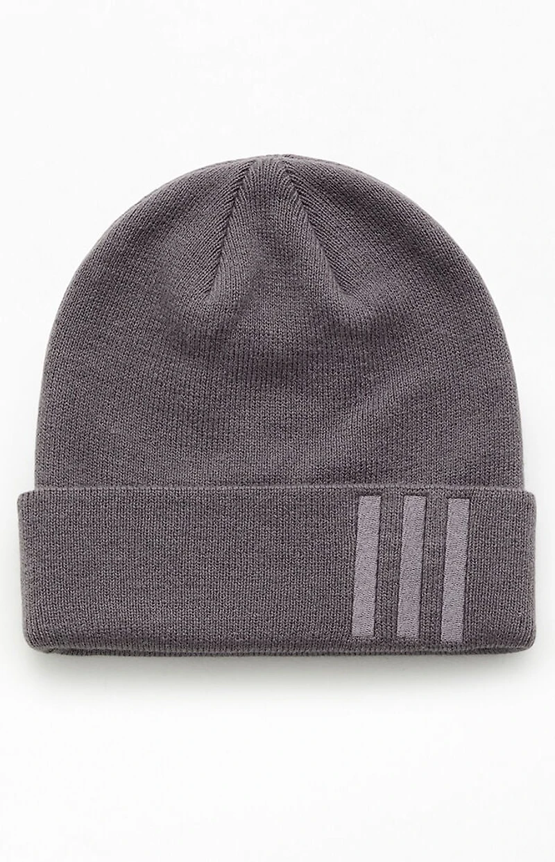 adidas Gray Offset 3-Stripes Beanie