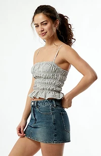 Your Favorite Plaid Ruched Tank Top