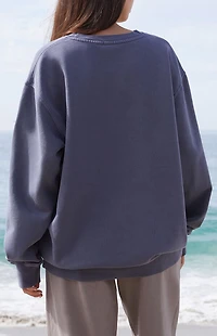 John Galt Blue Erica New York Oversized Crew Neck Sweatshirt