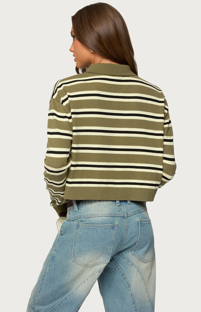 Edikted Shelby Striped Polo Sweater