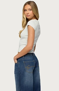 Edikted Cary Mixed Button Up T-Shirt