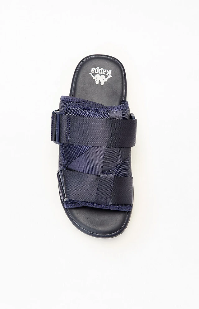 Kappa Navy Blue and White Logo Slide Sandals Kappa 222 Banda Aster 1 Sandals – DTLR main image 3