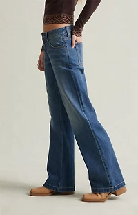 Pacsun Charlie Low Rise Baggy Bootcut Jeans Dark Blue