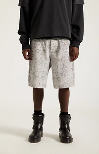 Pacsun Parker Baggy Denim Shorts Snake Print
