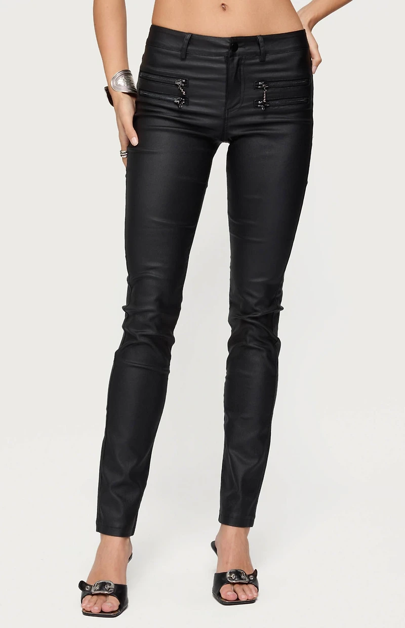 Edikted Kaede Faux Leather Skinny Jeans