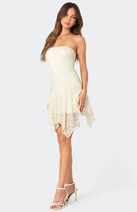 Edikted Sandia Asymmetric Lace Mini Dress