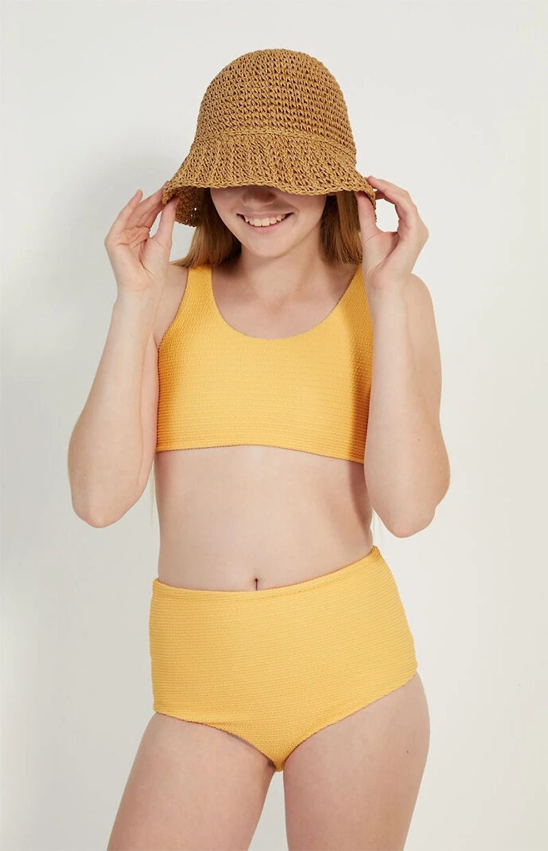 Pacsun Kids Orange Scrunched Bikini Swimsuit Set