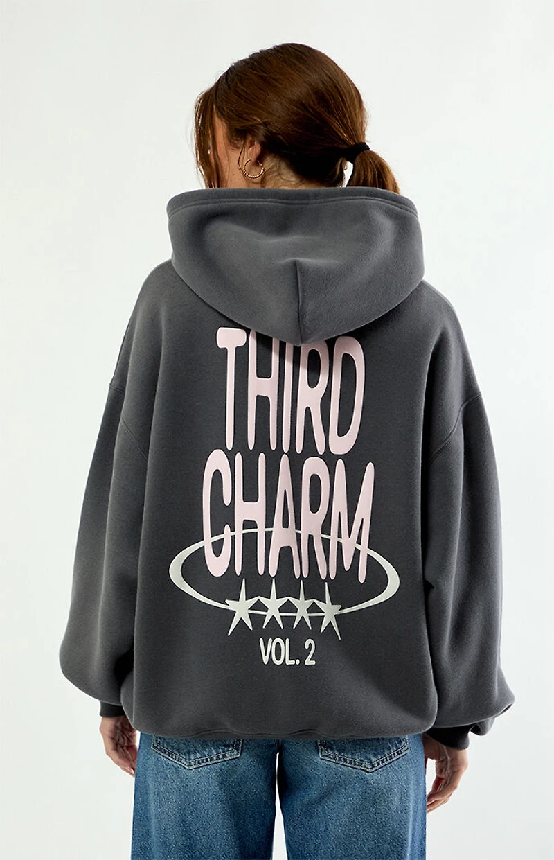 Third Charm Gray Puff Graphic V2 Zip Up Hoodie