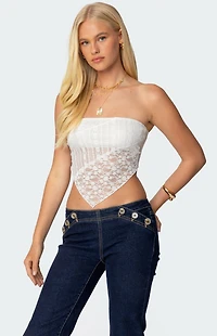 Edikted Sheer Lace Handkerchief Top