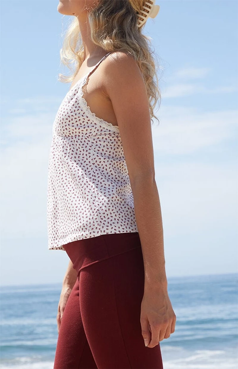 John Galt Floral Amara Lace Trim Tank Top
