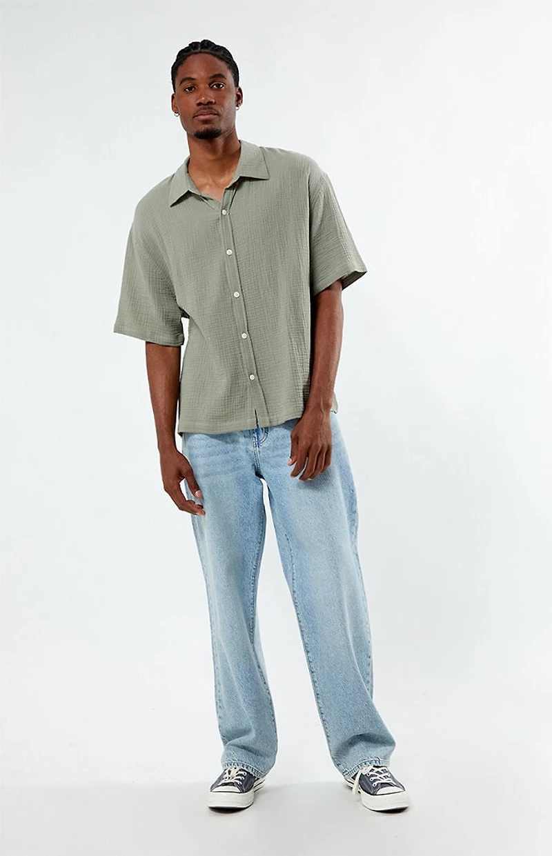 Pacsun Cropped Boxy Gauze Camp Shirt