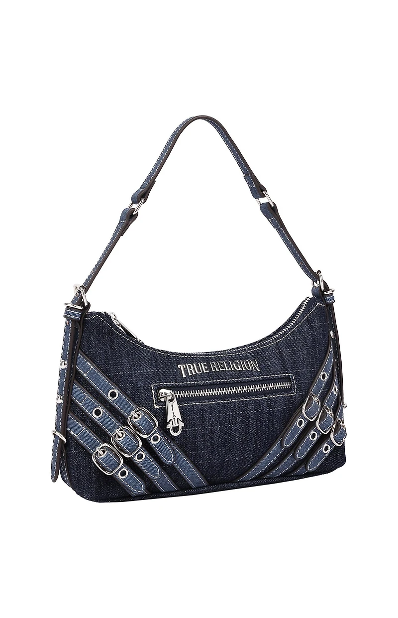 True Religion Triple Straps Dark Denim Shoulder Bag