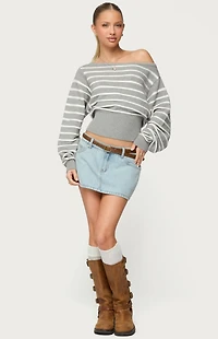 Edikted Petite Chiara Denim Micro Skirt