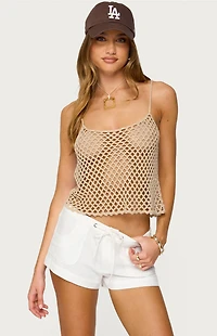 Edikted Florenza Open Crochet Tank Top