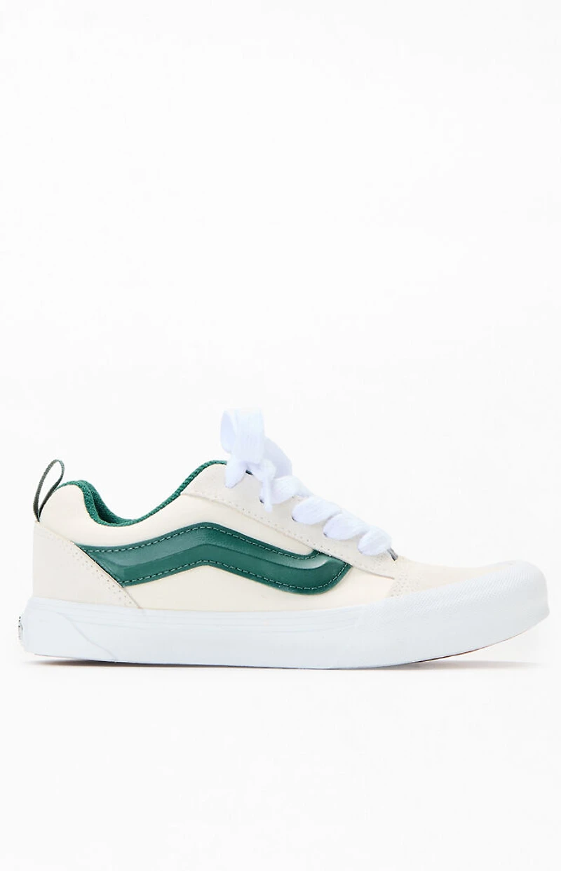 Vans Kids Off White & Green Knu Skool Shoes