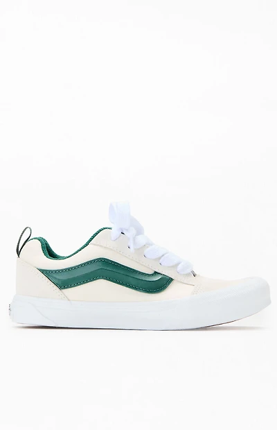 Vans Kids Off White & Green Knu Skool Shoes