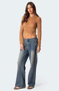 Edikted Sheer Loose Knit Asymmetric Top