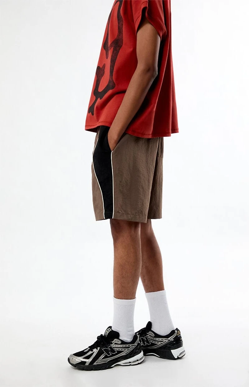 Pacsun Brown Piping Track Shorts