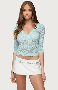 Edikted Elowin Sheer Lace Top